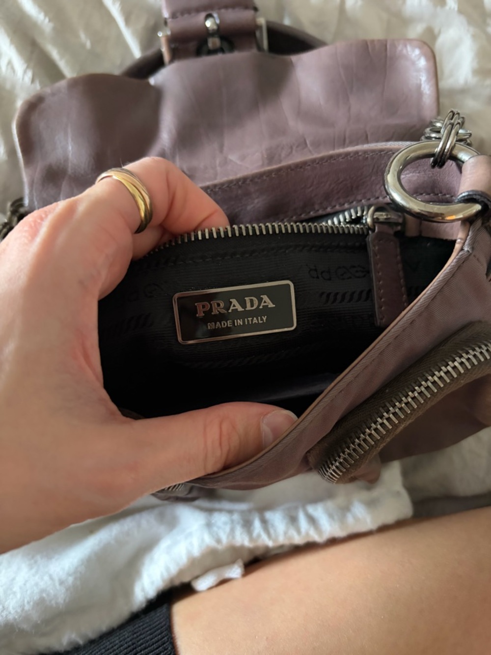 Prada Mini Shoulder Bag in Mauve Brown with Silver Hardware 8x6x2 inches - Picture 7 of 12